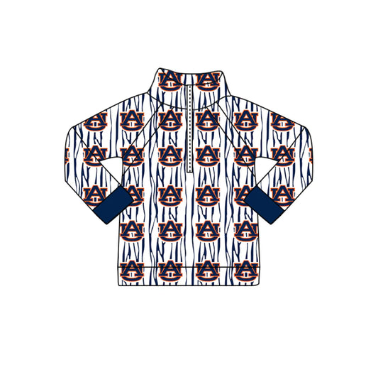 (Custom Design Preorder MOQ 5 Each Design) Team's Auburn Print Pullover Zipper Top Mom and Me Matching Clothes