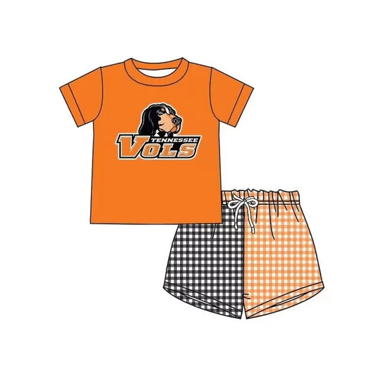 (Custom Design Preorder MOQ 5)  Team's Tennessee Print Boys Summer Clothes Set