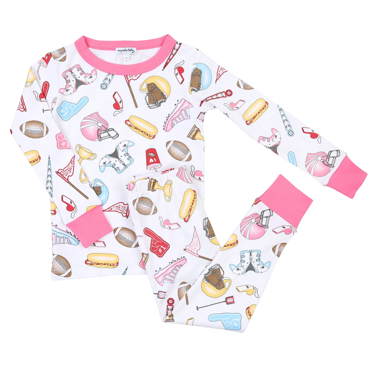 (Custom Design Preorder MOQ 5) Football Print Girls Pajamas Clothes Sets