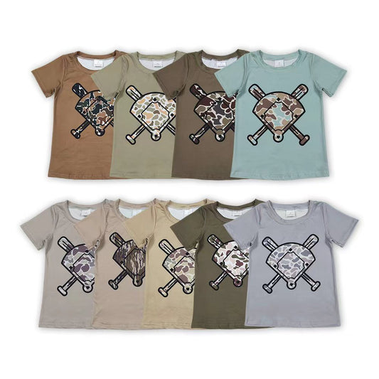 9 Colors Baseball Camo Print Boys Summer Tee Shirts Top Brothers Wear