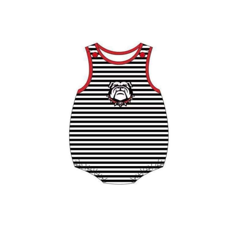 (Custom Design Preorder MOQ 5)  Team's Dog G Print Baby Boys Summer Romper