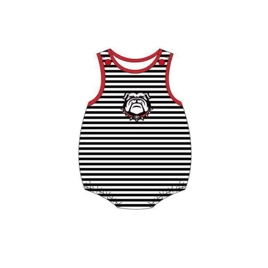 (Custom Design Preorder MOQ 5)  Team's Dog G Print Baby Boys Summer Romper