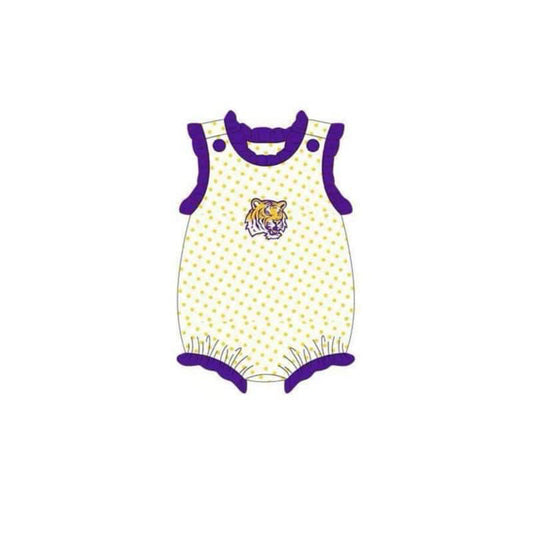 (Custom Design Preorder MOQ 5)  Team's Tiger Print Baby Girls Summer Romper