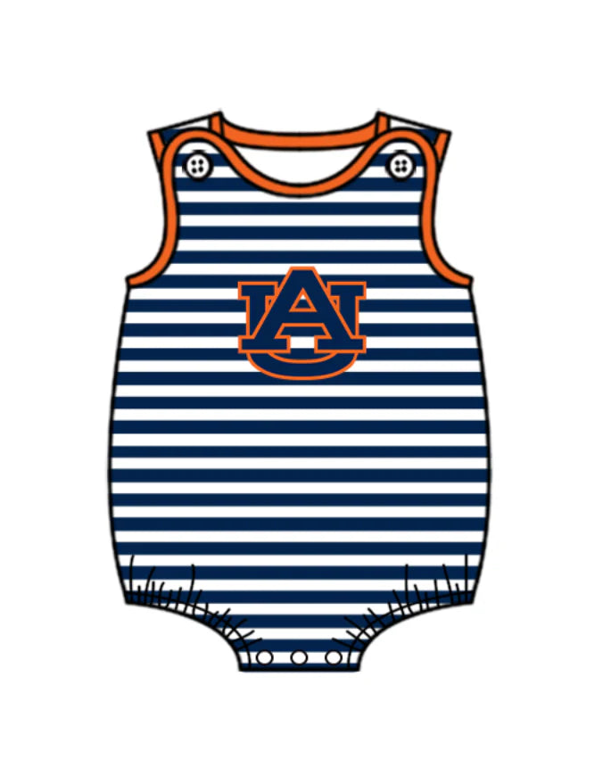 (Custom Design Preorder MOQ 5 Each Design) Team's Auburn Stripes Print Boys Summer Matching Clothes Brothers Wear