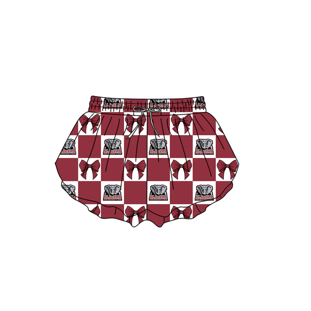 (Custom Design Preorder MOQ 5 Each Color) Team's Alabama Bows Plaid Print Girls Summer Clothes Sisters Matching Wear