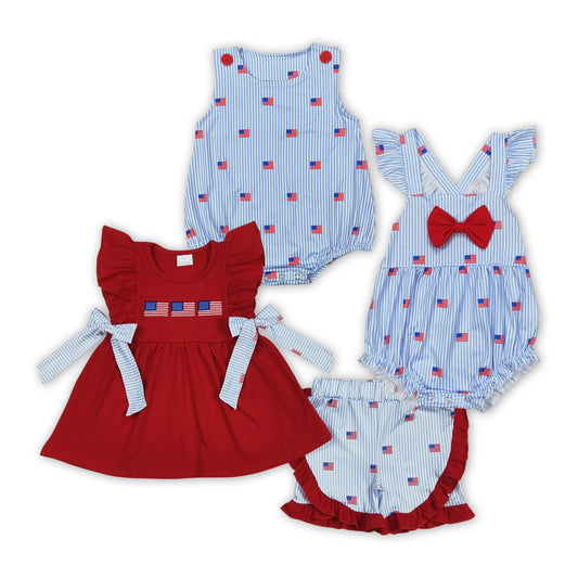 Flag Print Sibling 4th of July Matching Clothes