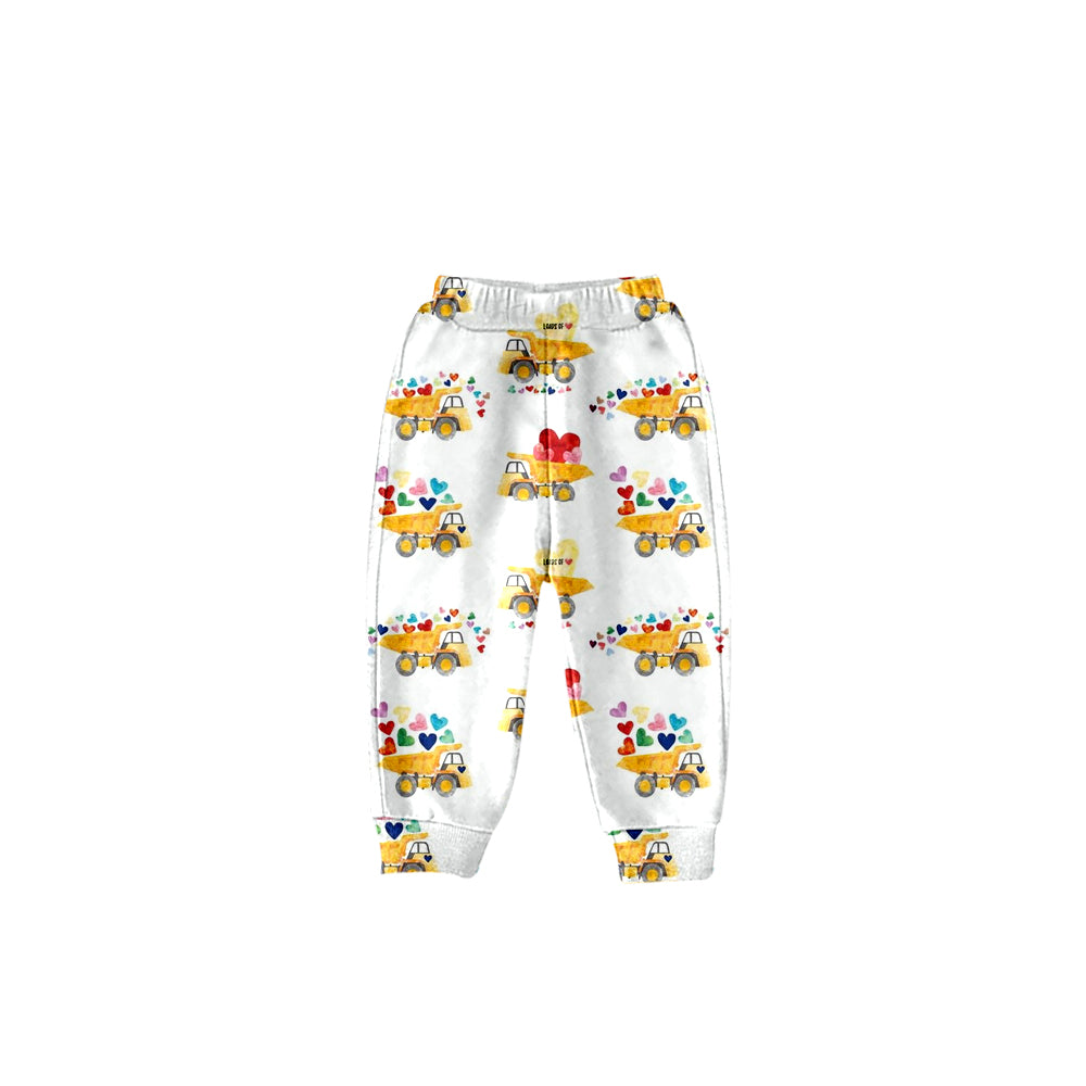 (Custom Design MOQ 5) Construction Heart Print Kids Valentine's Pants