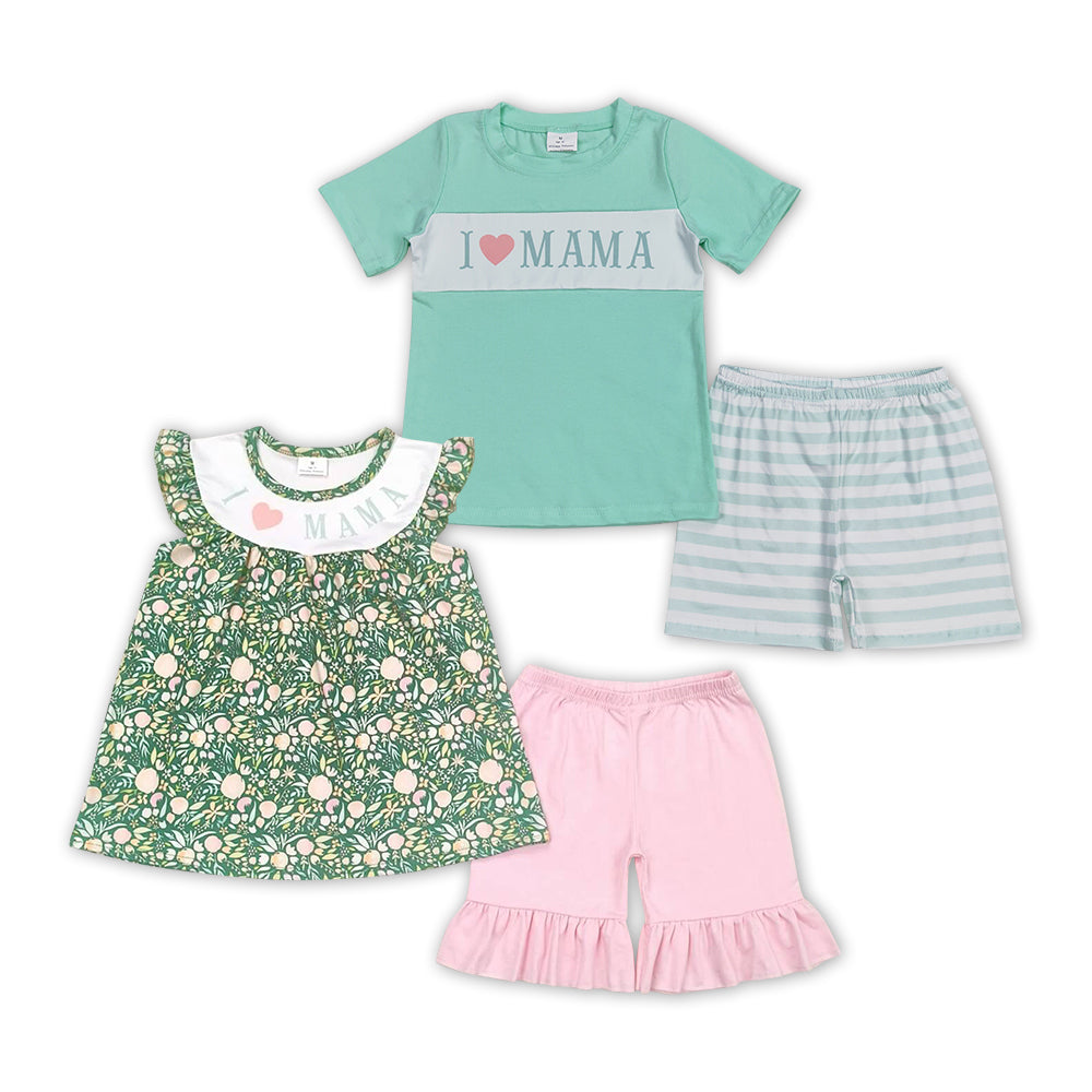 I LOVE MAMA Print Sibling Summer Matching Clothes