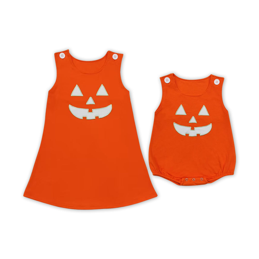 Ghost Face Embroidery Orange Sister Halloween Matching Clothes