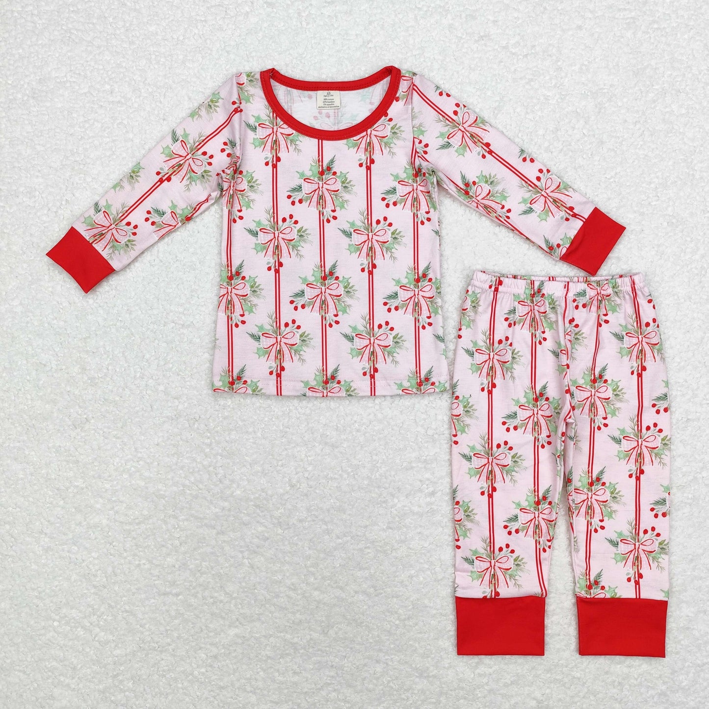 Holly Bows Print Sisters Christmas Matching Clothes