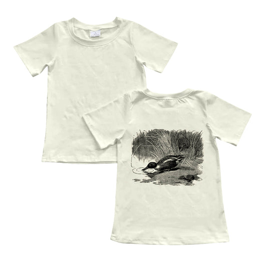 11.21(Custom Design Preorder MOQ 5 ) Duck Ivory Print Boys Summer Tee Shirts Top