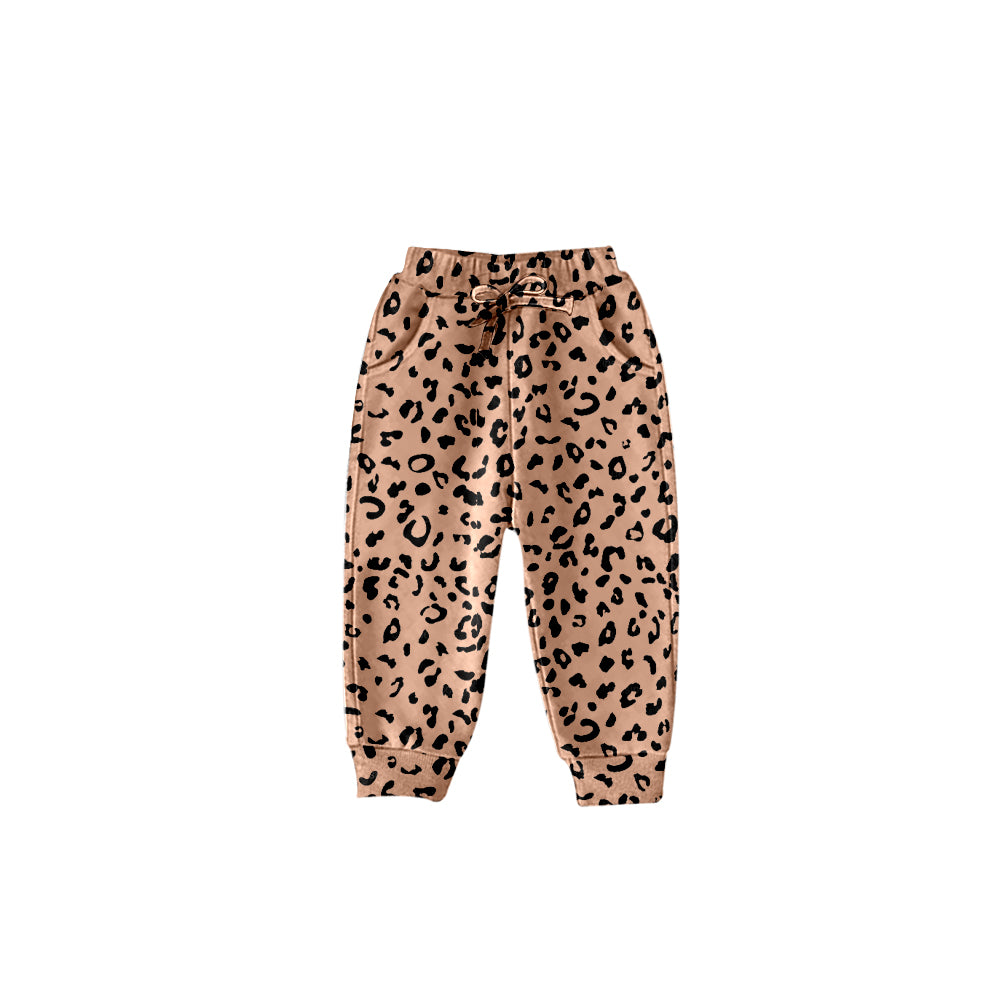 (Custom Design Preorder MOQ 5) Brown Leopard Print Girls Pants