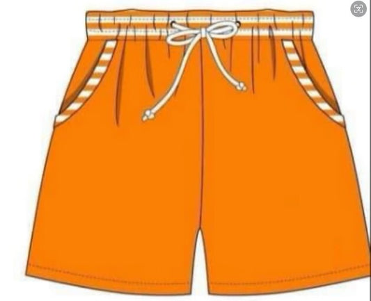 (Custom Design Preorder MOQ 5)  Orange Print Boys Swim Trunks