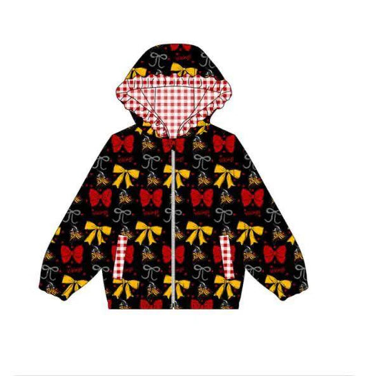(Custom Design Preorder MOQ 5) Team's Vikings Bows Print Pockets Girls Long Sleeve Zipper Jackets Top