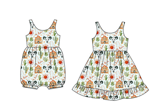 12.9 (Custom Design Preorder MOQ 5 Each Design) Western Print Girls Summer Matching Clothes Sisters Wear