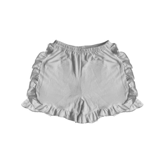 (Custom Design Preorder MOQ 5) Grey Ruffles Girls Summer Shorts