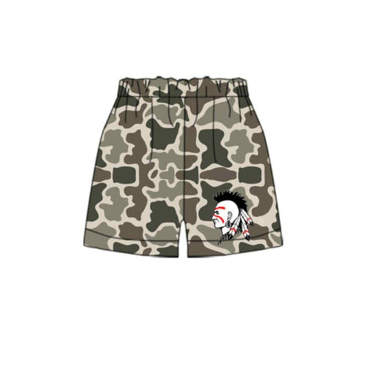 (Custom Design Preorder MOQ 5 Each Item) Team's Shawnee Indians Camo Print Summer Bottom Shorts Mom and Me Matching Clothes