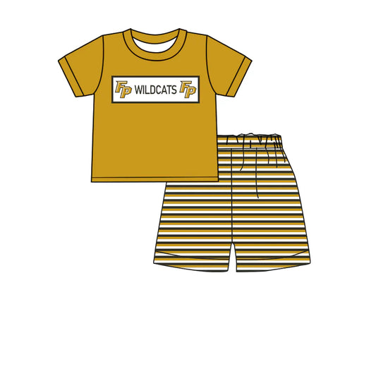 (Custom Design Preorder MOQ 5) Team's Wildcats Top Stripes Shorts Boys Summer Clothes Set