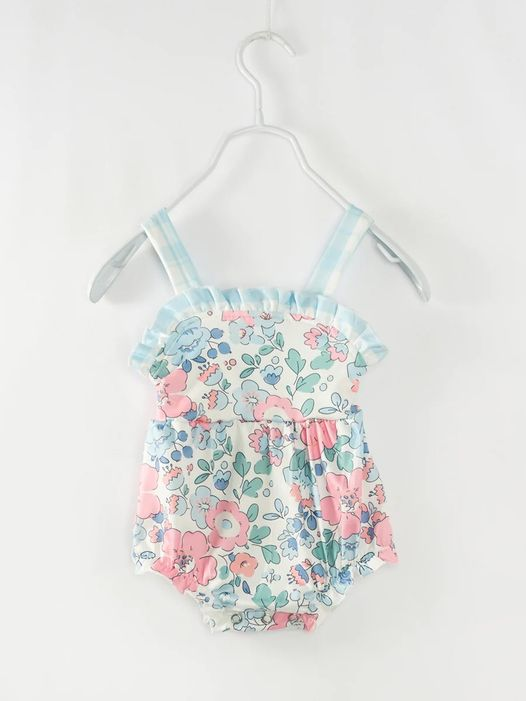 (Custom Design Preorder MOQ 5)  Flowers Print Baby Girls Summer Romper