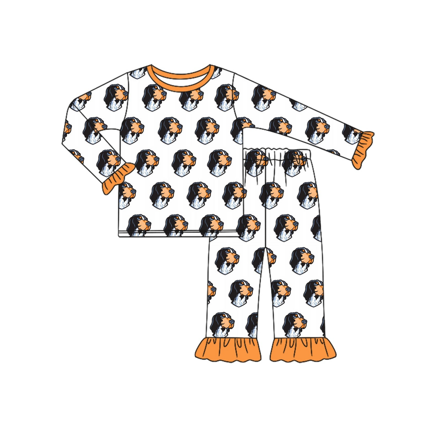 (Split Order Preorder) Deadline October 26 Team's Tennessee Dog Print Girls Bamboo Pajamas Clothes Set