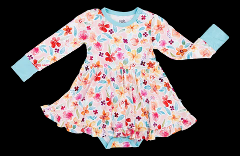 (Custom Design Preorder MOQ 5) Flowers Print Baby Girls Spring Romper