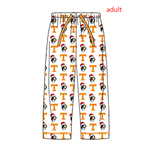 (Custom Design Preorder MOQ 5) Team's Tennessee Dog Print Adult Christmas Pajamas Pants