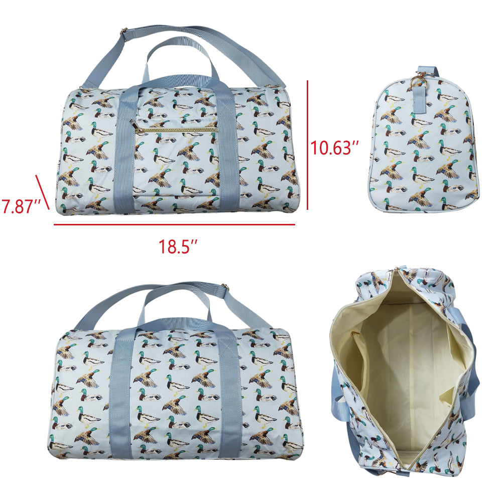 BA0275 Duck Print Gym Bag Overnight Bags