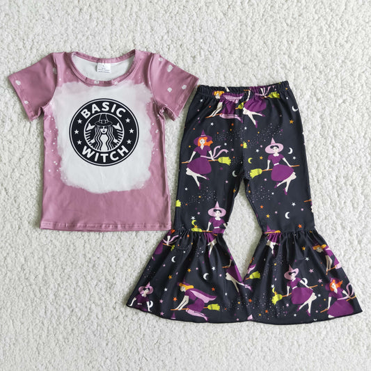(Promotion)A1-2 Purple basic witch bell pants Halloween clothes set