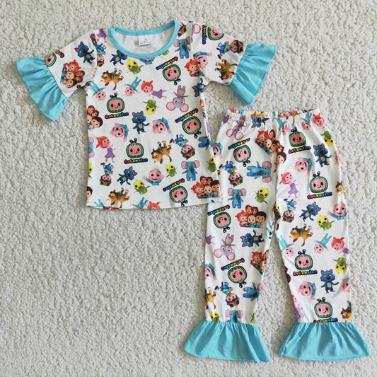 (Promotion) Girls short sleeved cartoon pajamas  A3-2