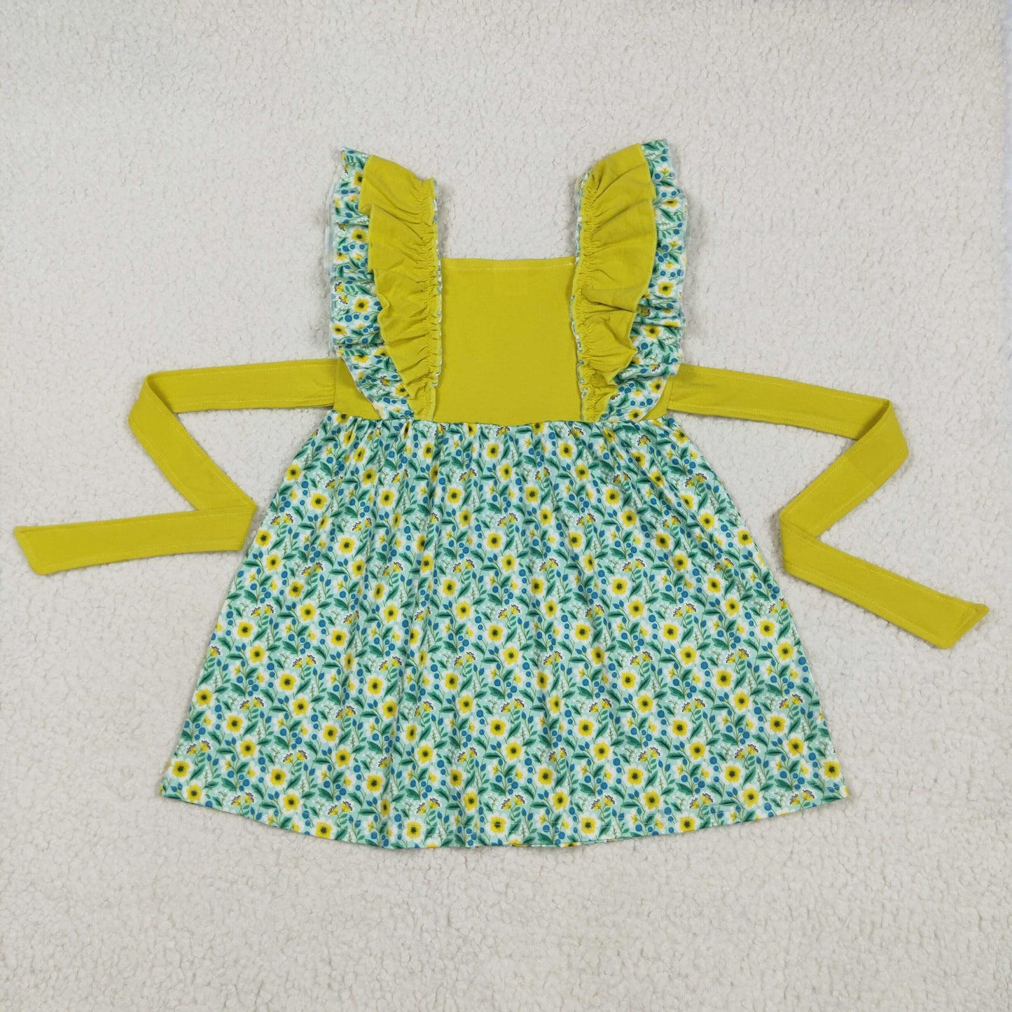 A6-21 Flowers Print Girls Summer Knee Length Dress