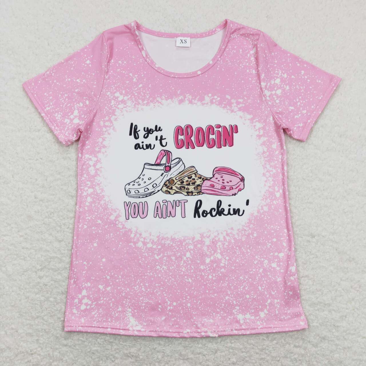 GT0444 Adult Pink Slippers Print Woman Summer Tee Shirts Top