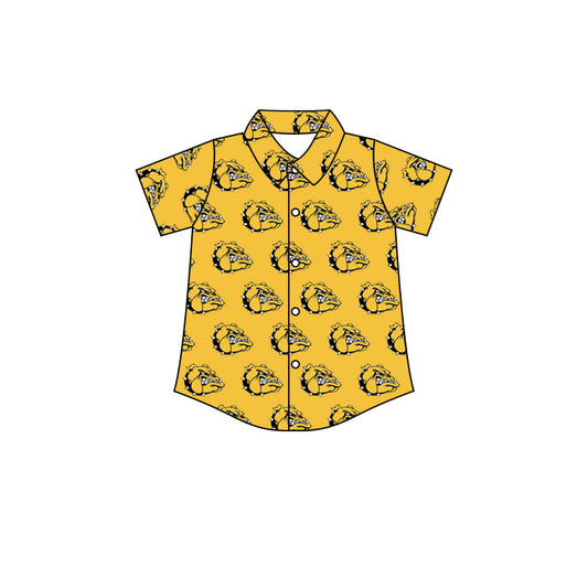 (Custom Design MOQ 5) Boys yellow football team's NO.1 button up tee shirts top
