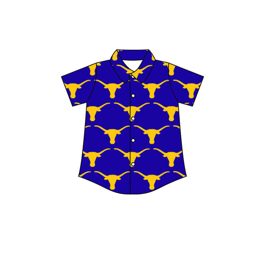 (Custom Design MOQ 5) Boys blue football team's NO.2 button up tee shirts top