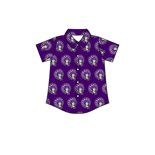 (Custom Design MOQ 5) Boys purple football team's NO.3 button up tee shirts top