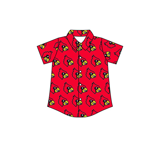 (Custom Design MOQ 5) Boys red football team's NO.4 button up tee shirts top