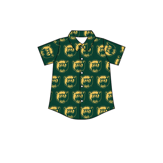 (Custom Design MOQ 5) Boys green football team's NO.6 button up tee shirts top