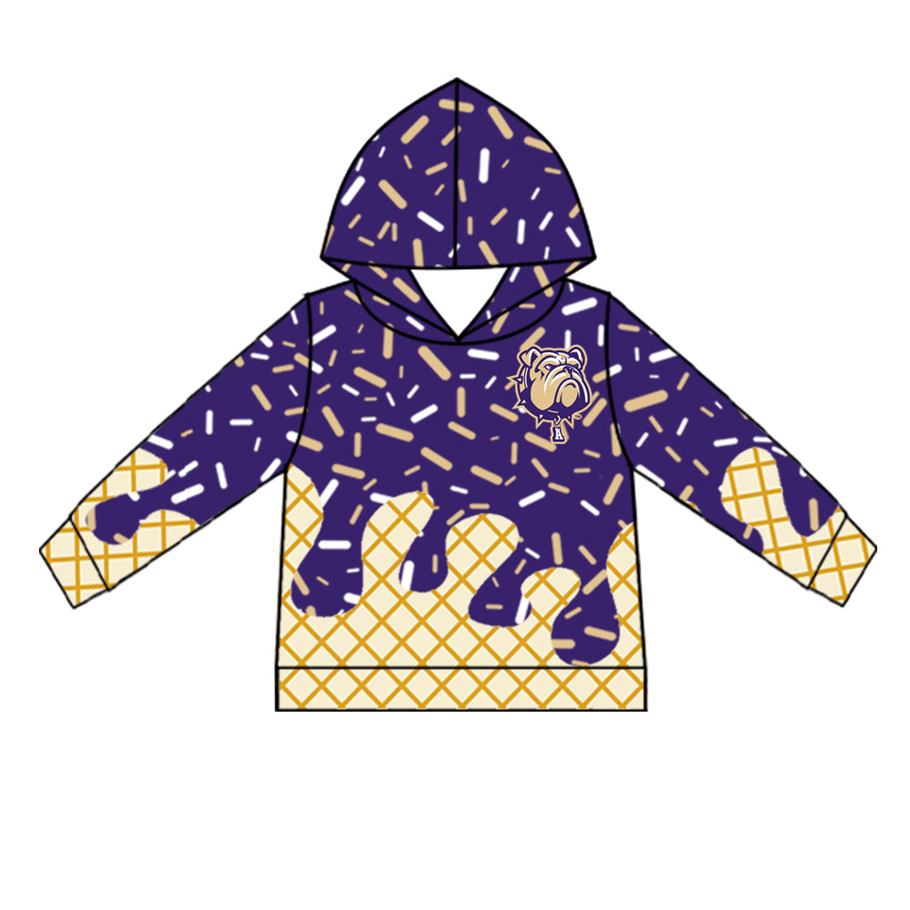 (Custom Design Preorder MOQ 5 Each Item) Team's Ada bulldogs Sprinkles Print Hoodie Top Mom and Me Matching Clothes