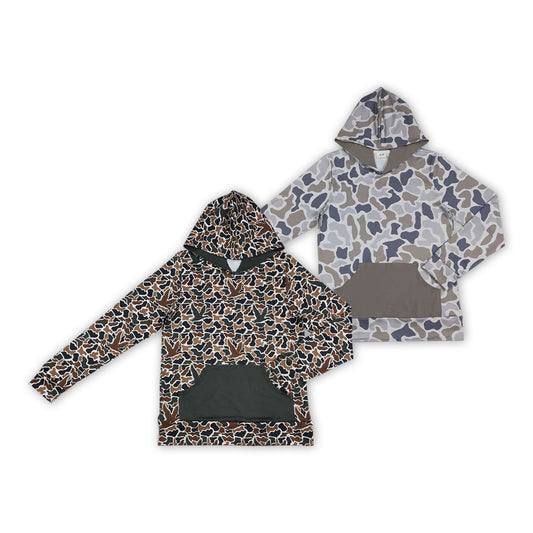 Adult Camo Print Man Pockets Hoodie Top