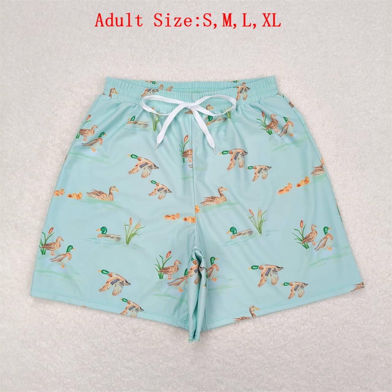 Green Duck Print Family Matching Swim Trunks