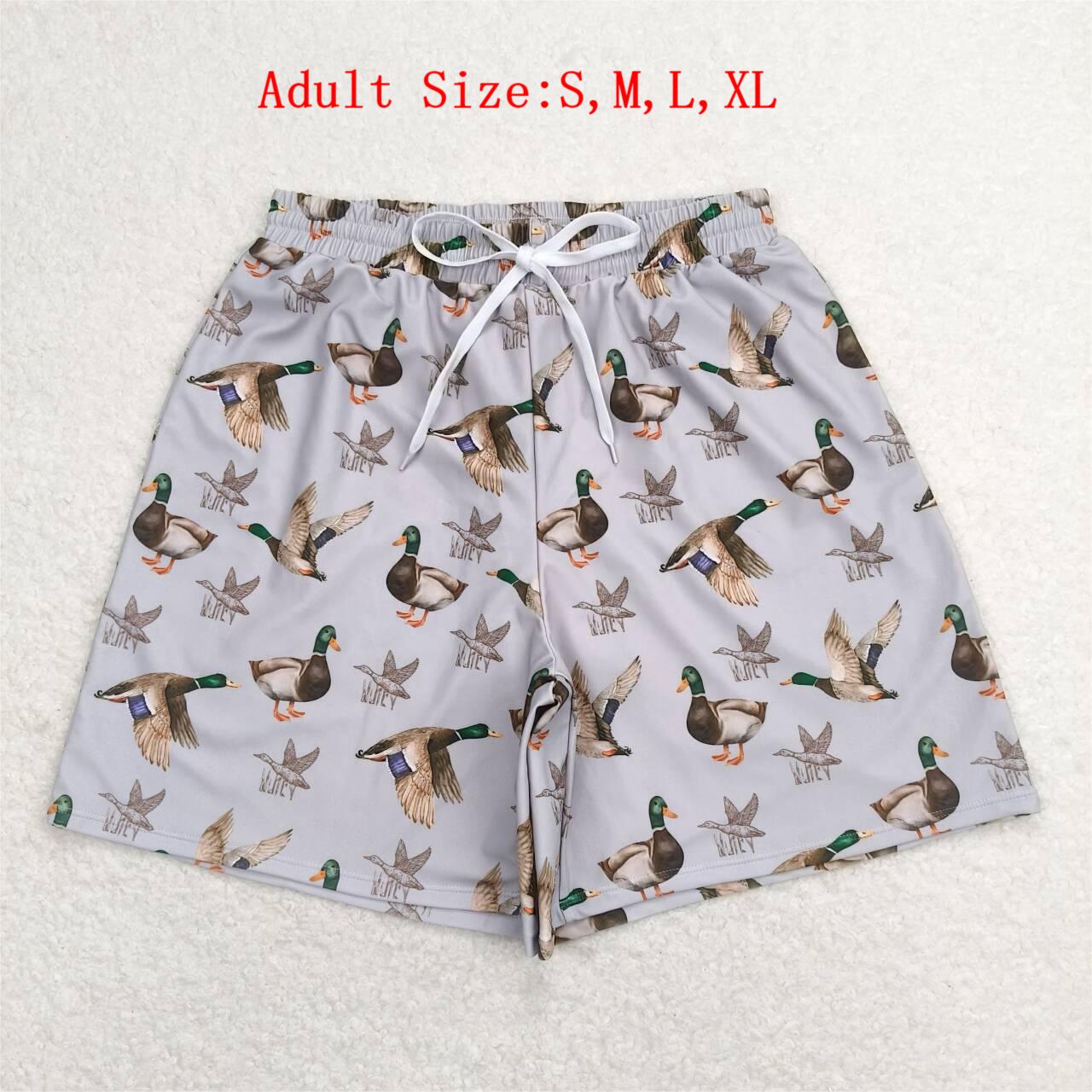 S0429 Adult Grey Duck Print Man Swim Trunks