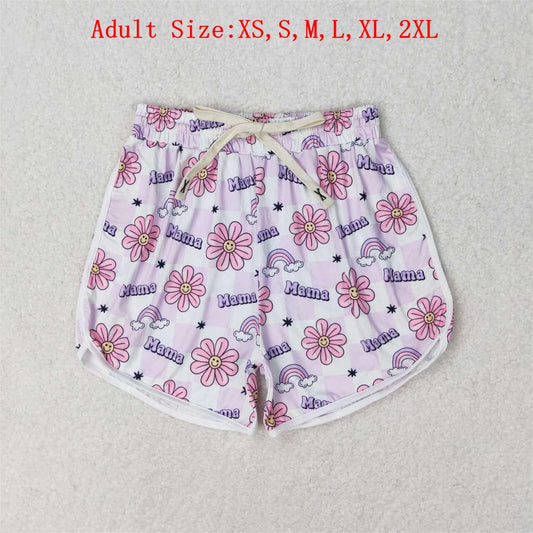 SS0172 Adult MAMA Flowers Rainbow Print Woman Summer Shorts