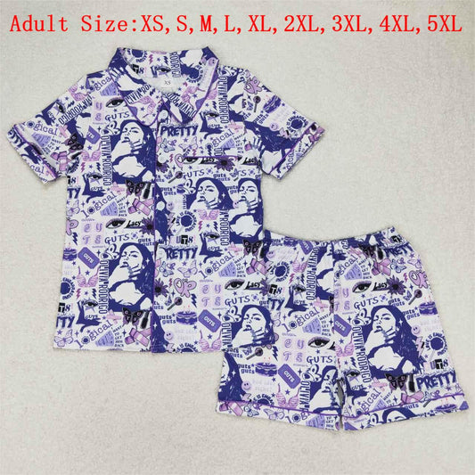 GSSO0987 Adult Purple Singer Olivia Print Summer Pajamas Woman Clothes Set