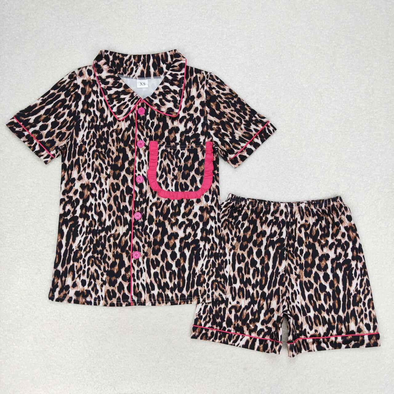 Leopard Print Mom and Me Matching Summer Pajamas Clothes Set