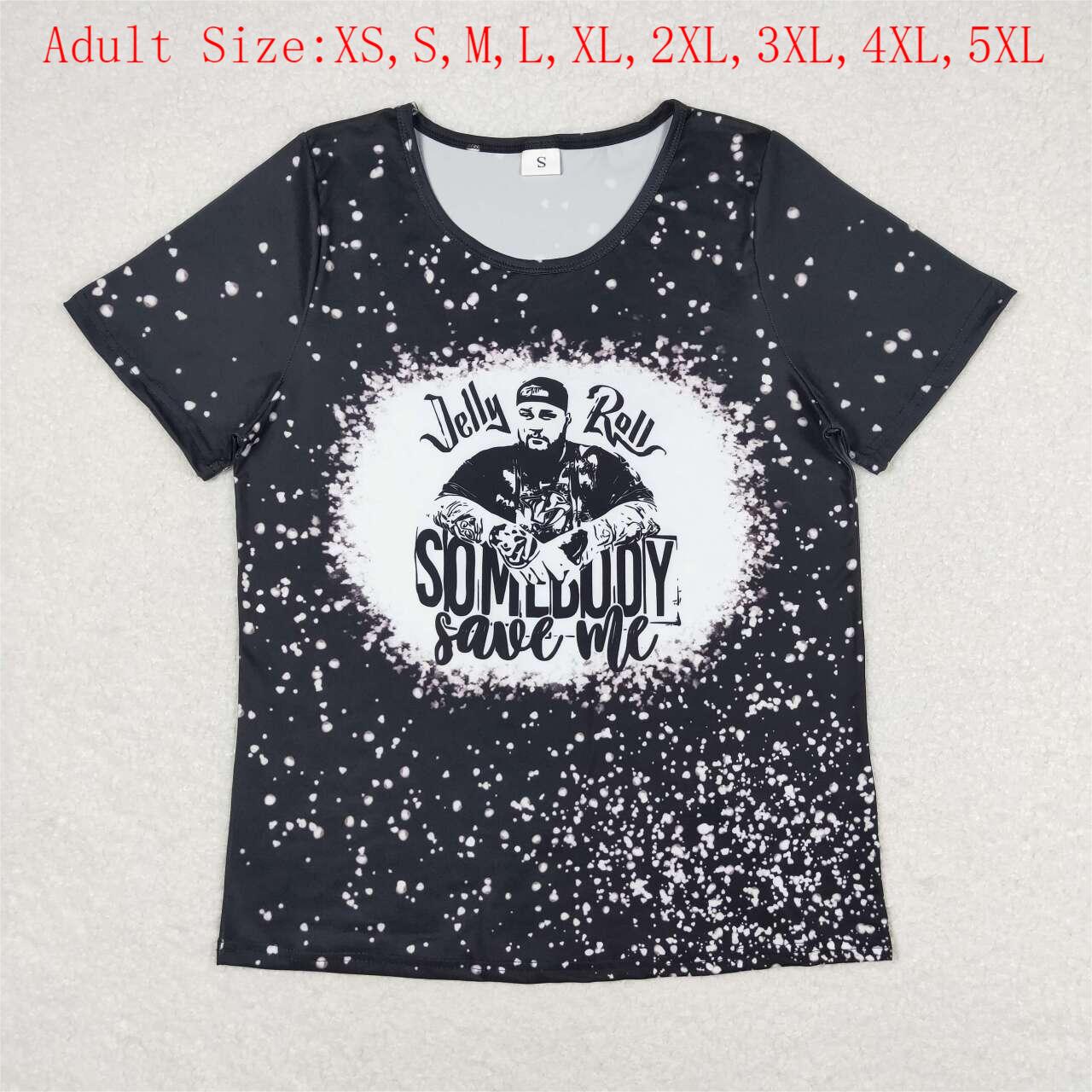 GT0529 Adult Black Singer Roll Print Woman Tee Shirts Top