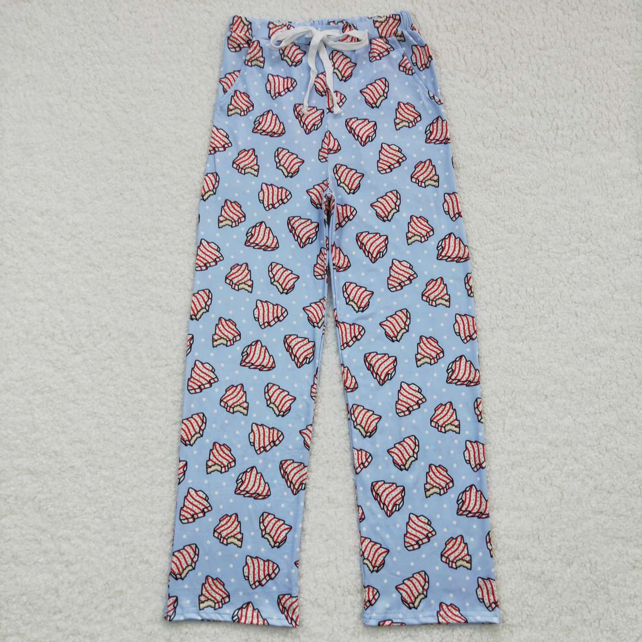 P0260 Adult blue Christmas little debbie cakes pajamas pants