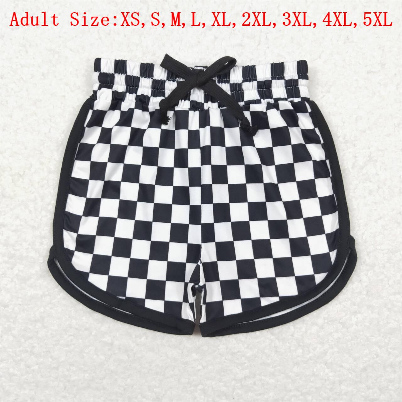 SS0279 Adult Black Plaid Print Woman Summer Shorts