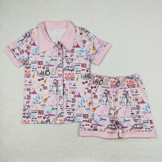 GSSO0923 Adult Singer Swiftie Print Summer Pajamas Woman Clothes Set