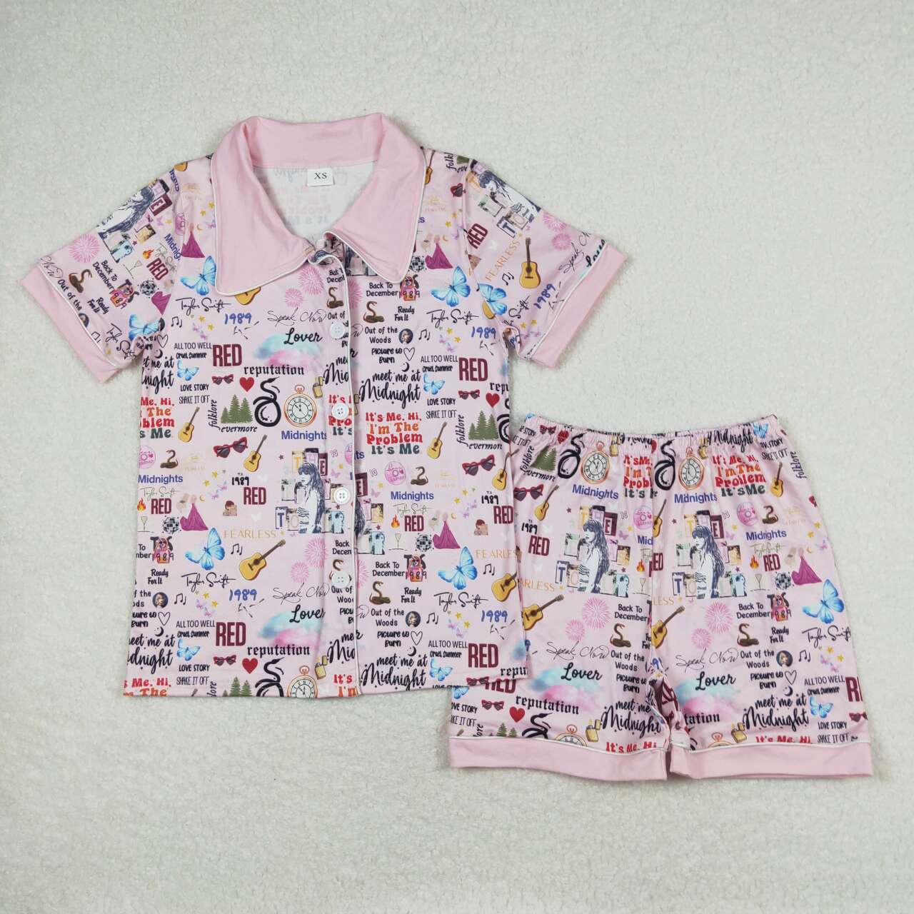 Mommy and Me Matching Clothing Pink Singer Swiftie Print Summer Pajamas Clothes Set