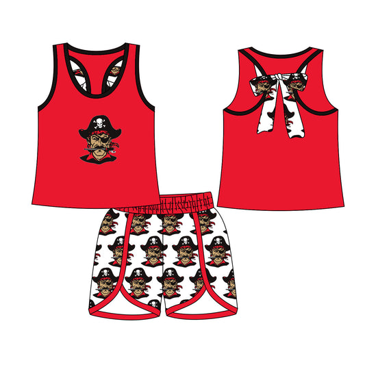 (Custom Design Preorder MOQ 5) Team's Ajo Vest Bow Top Shorts Girls Summer Clothes Set