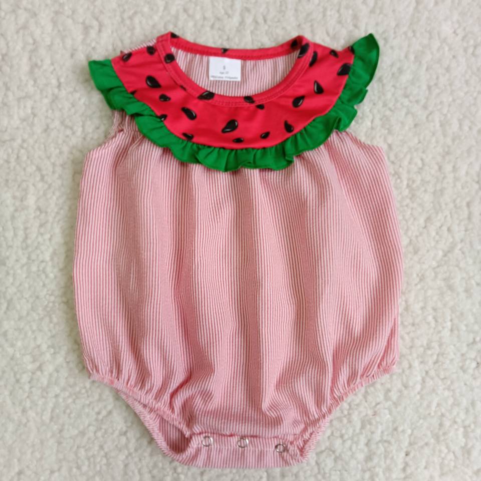 (Promotion)B5-11  Watermelon Print Baby Girls Summer Romper